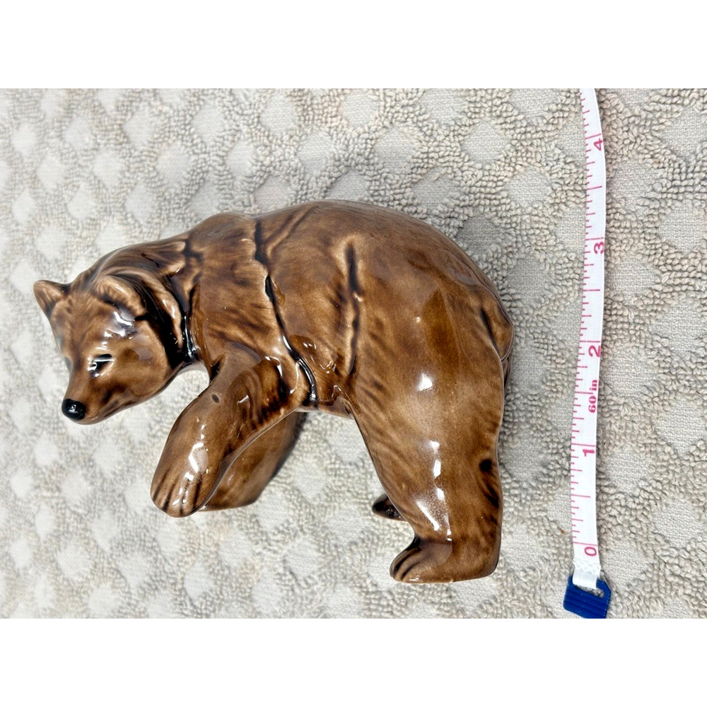 Vtg Ceramic GRIZZLY BEAR Figurine Mountain Bear‎ Glazed Brown 5" x 3.5" Mold - Picture 7 of 7